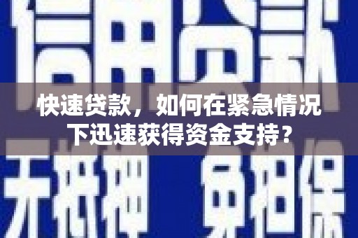 和田市快速贷款，如何在紧急情况下迅速获得资金支持？