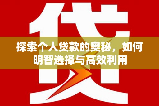 和田市探索个人贷款的奥秘，如何明智选择与高效利用