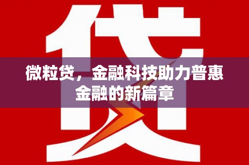 和田市微粒贷，金融科技助力普惠金融的新篇章